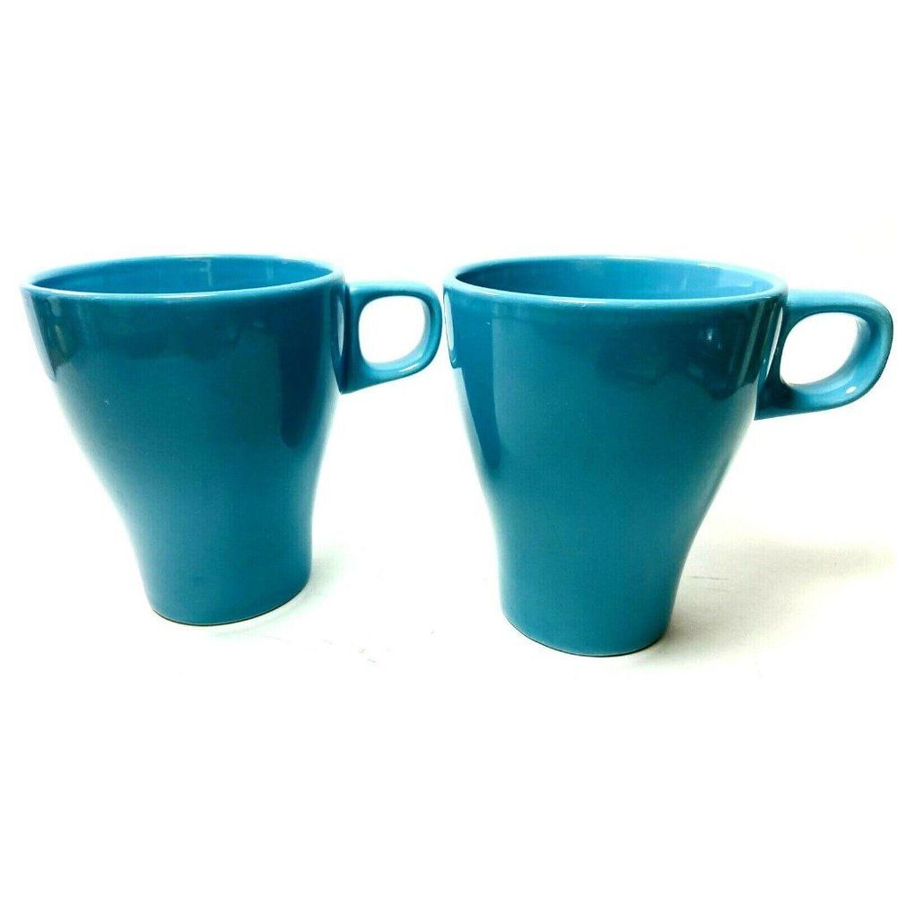 IKEA Fargrit Stacking Coffee Tea Mug Teal Blue Set of 2